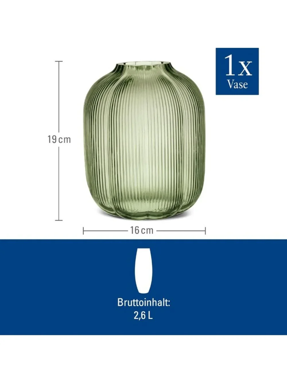 Handmade Green Glass Vase, 7.5 in, Dishwasher Safe, Mouth-Blown, Floral Decor